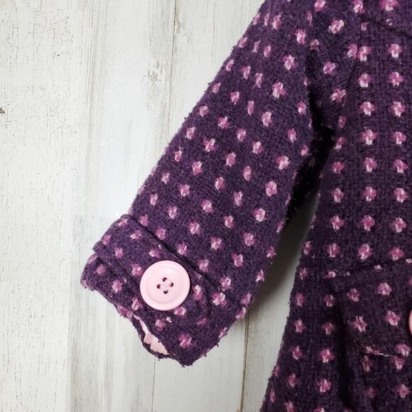 Young Hearts Floral Button Peacoat Purple 12 mths - Picture 9 of 10